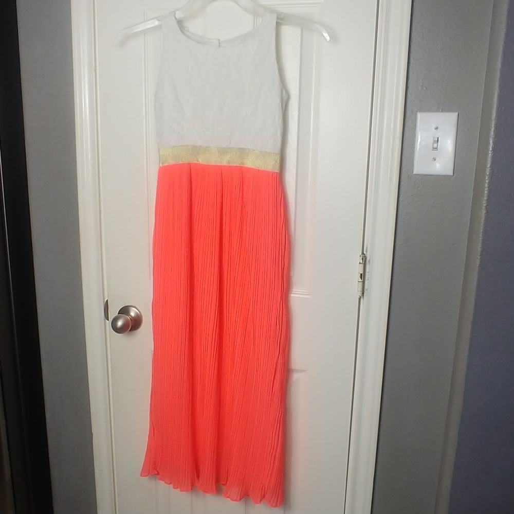 TWEEN DIVA GIRL'S 12 ORAANGE, WHITE & GOLD DRESS